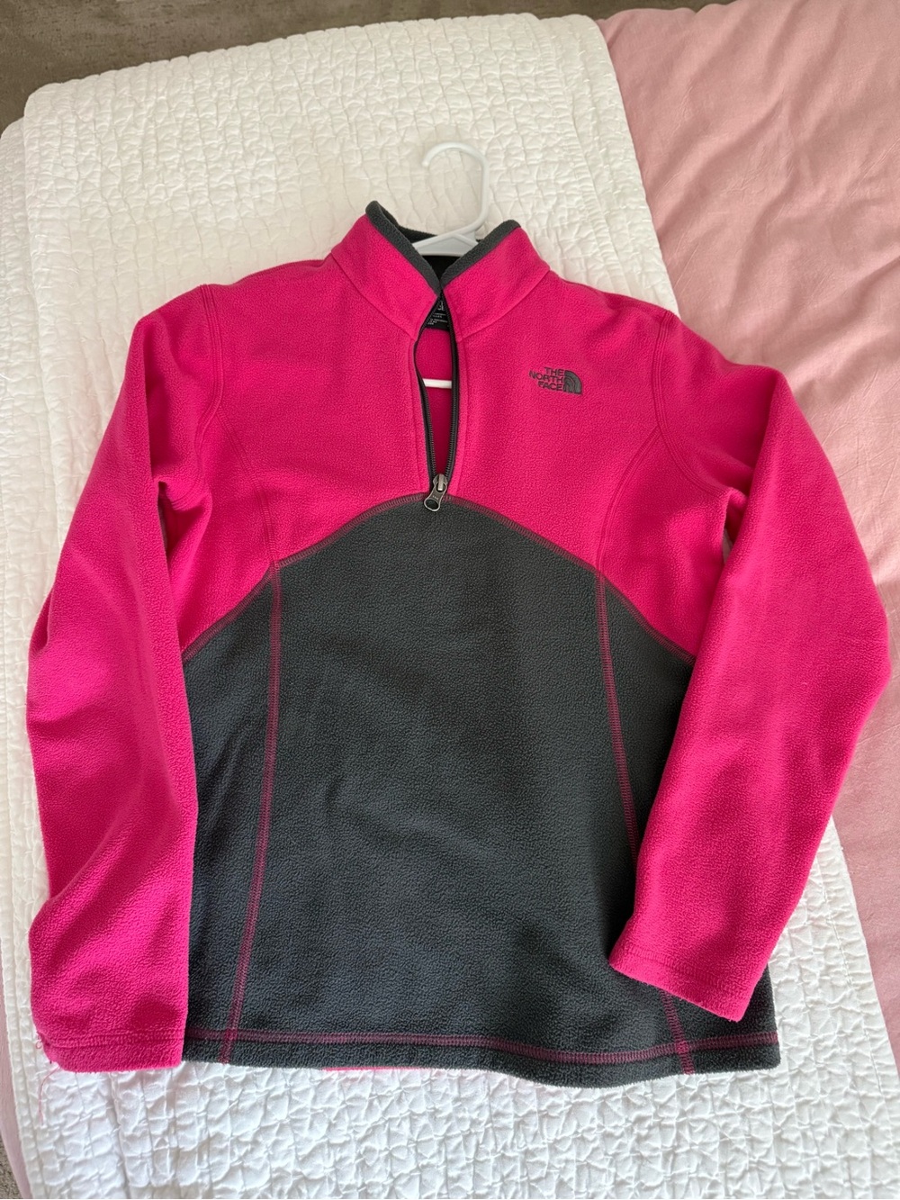 The North Face Pink and Gray Half-Zip Fleece Pullover